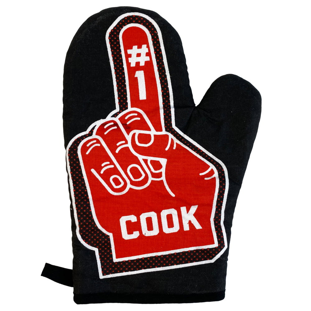 Number One Cook Oven Mitt Funny Sports Fan Foam Finger Sarcastic Kitchen Glove Image 2