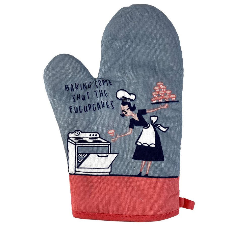 Baking Some Shut The Fucupcakes Oven Mitt Funny Shut Up Cupcakes Chef Kitchen Glove Image 1