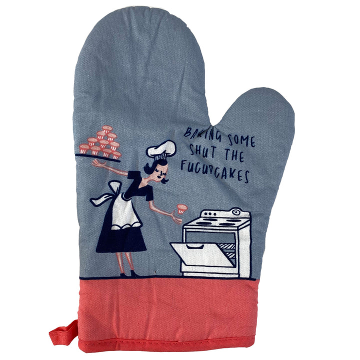 Baking Some Shut The Fucupcakes Oven Mitt Funny Shut Up Cupcakes Chef Kitchen Glove Image 2