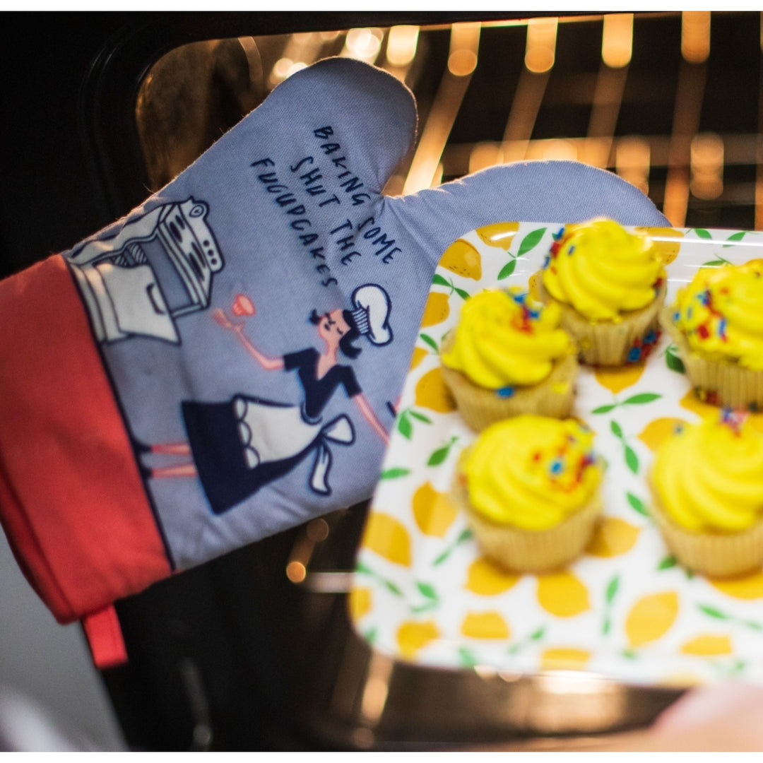 Baking Some Shut The Fucupcakes Oven Mitt Funny Shut Up Cupcakes Chef Kitchen Glove Image 6