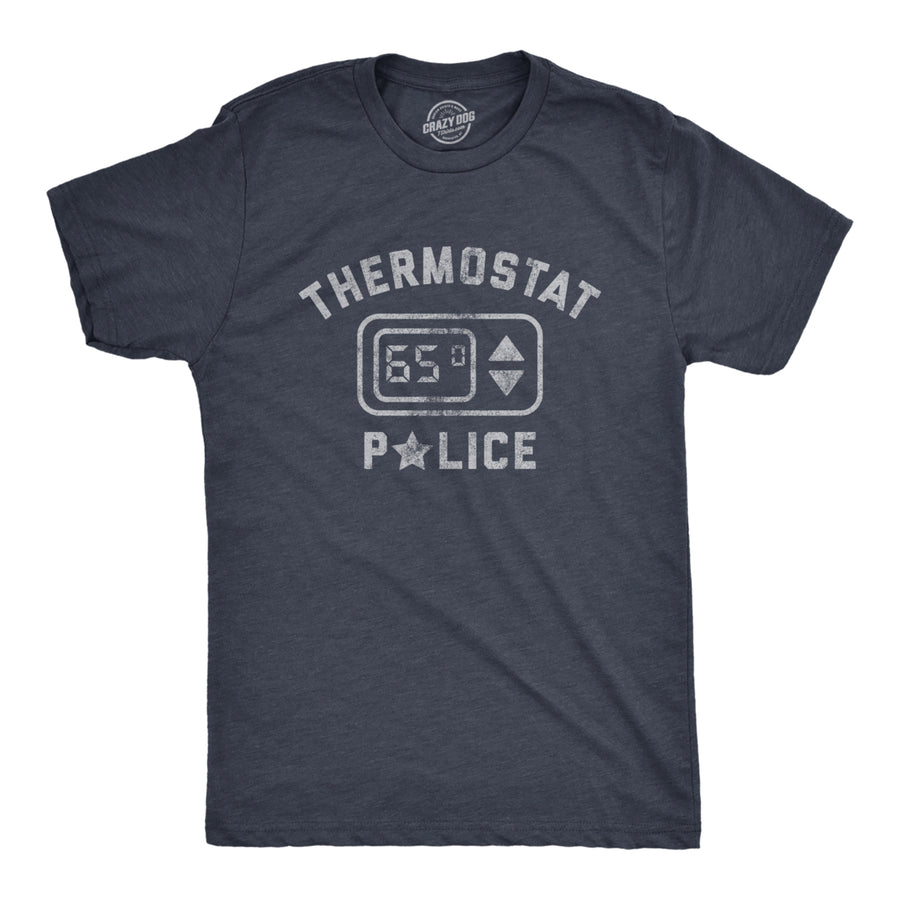 Mens Thermostat Police Tshirt Funny HVAC Heating And Air Conditioning Climate Graphic Tee Image 1