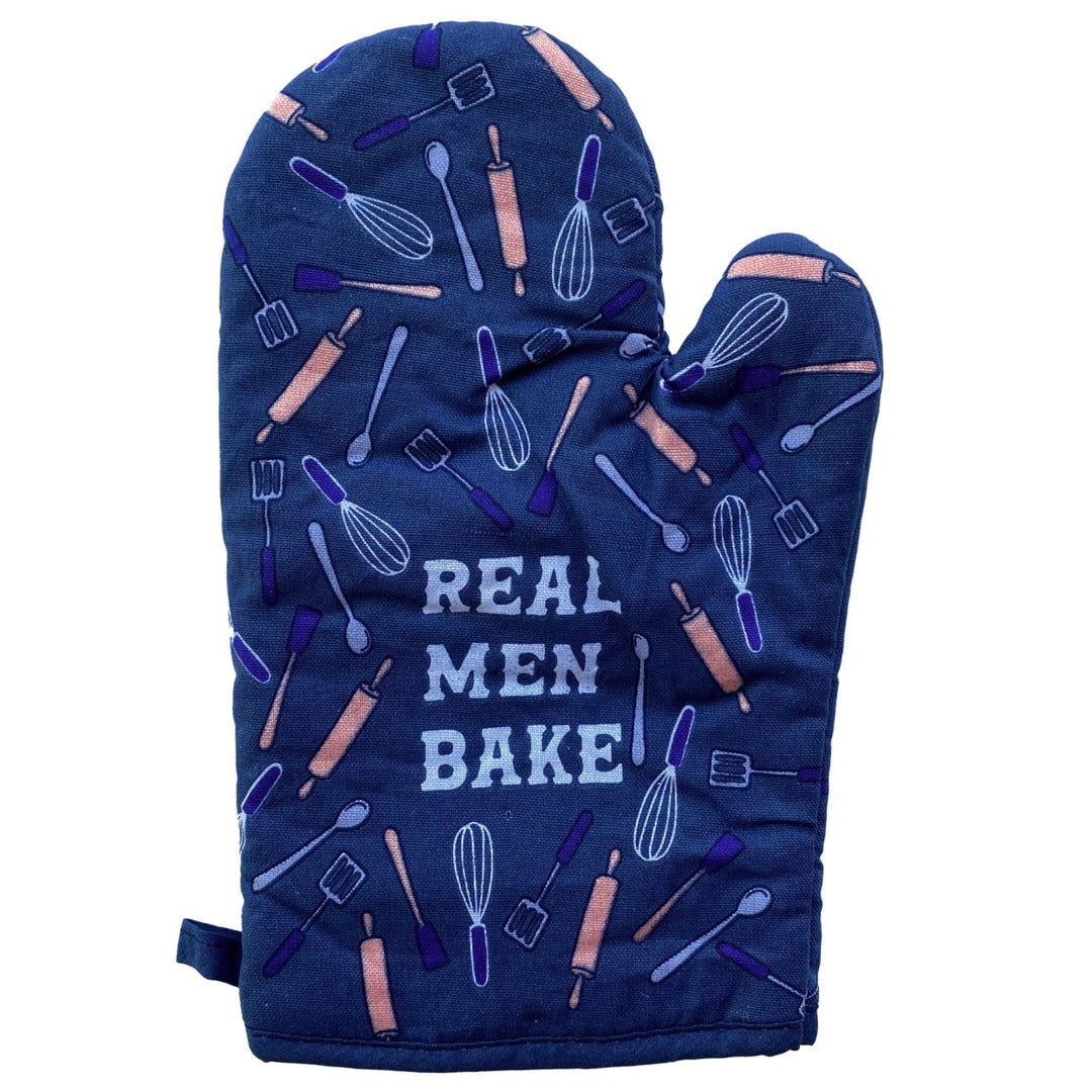 Real Men Bake Oven Mitt Funny Fathers Day Cooking Chef Kitchen Glove Image 2