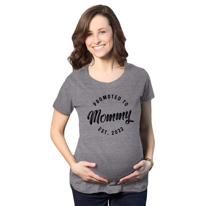 Maternity Promoted To Mommy 2024 2023 2022 Pregnancy Tshirt Funny  Baby Graphic Tee Image 1