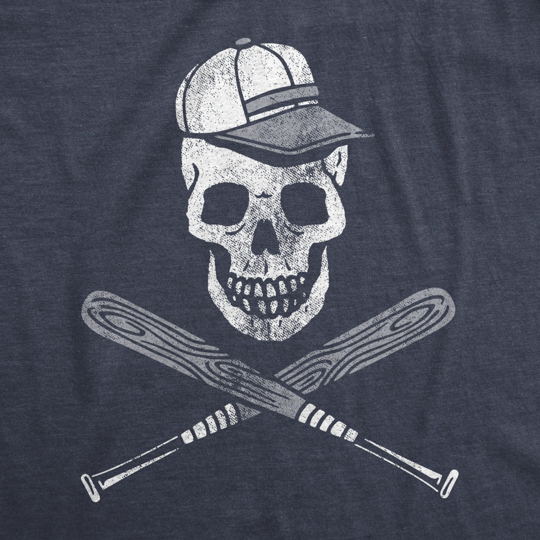 Mens Baseball Skull Tshirt Sports Fan Baseball Pirate Skull And Crossbones Graphic Novelty Tee Image 2