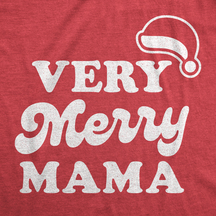 Maternity Very Merry Mama Tshirt Cute Christmas Santa Hat Pregnancy Announcement Tee Image 2