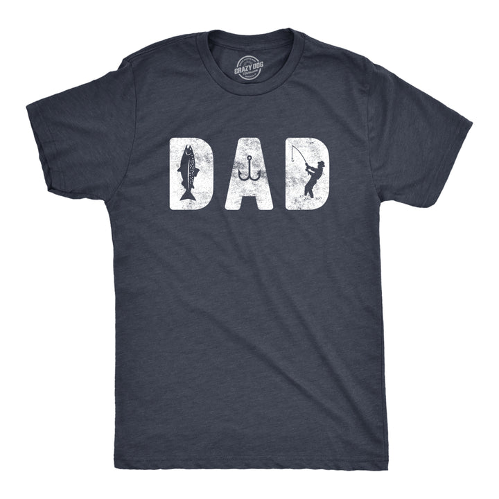 Mens Dad Fishing Tshirt Funny Fathers Day Outdoor Fisherman Graphic Tee Image 1