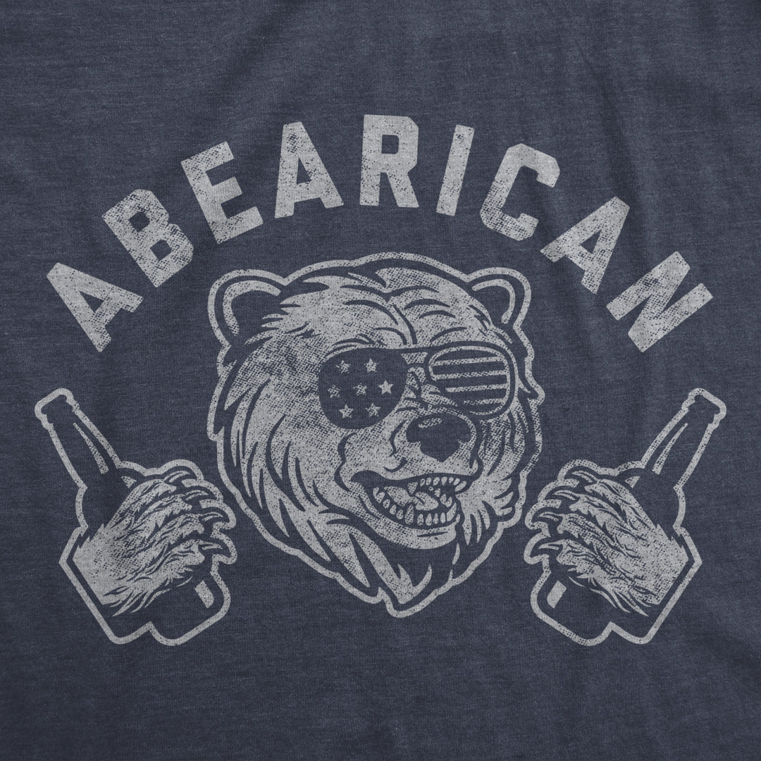 Mens Abearican Tshirt Funny Beer Drinking 4th Of July Party Bear Graphic Tee Image 2