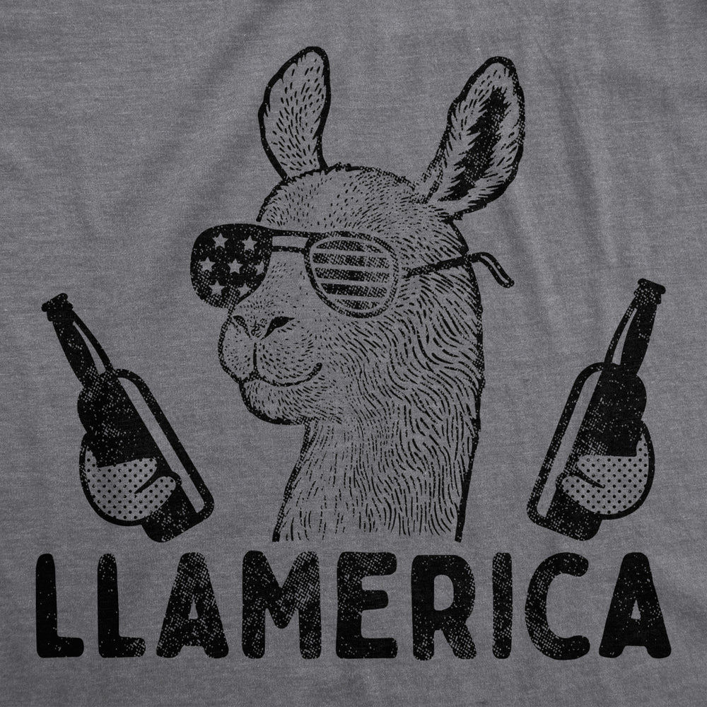 Womens Llamerica Tshirt Funny 4th Of July Patriotic Beer Drinking Llama Graphic Novelty Party Tee Image 2