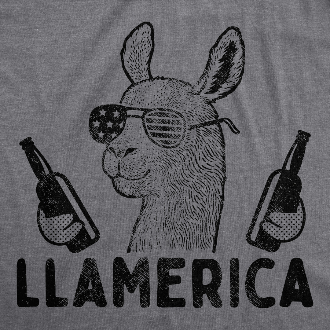 Womens Llamerica Tshirt Funny 4th Of July Patriotic Beer Drinking Llama Graphic Novelty Party Tee Image 2