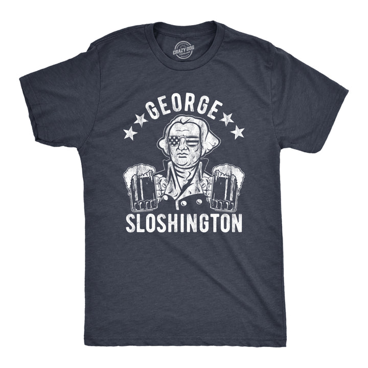 Mens George Sloshington Tshirt Funny 4th Of July Beer Drinking Patriotic Graphic Tee Image 1