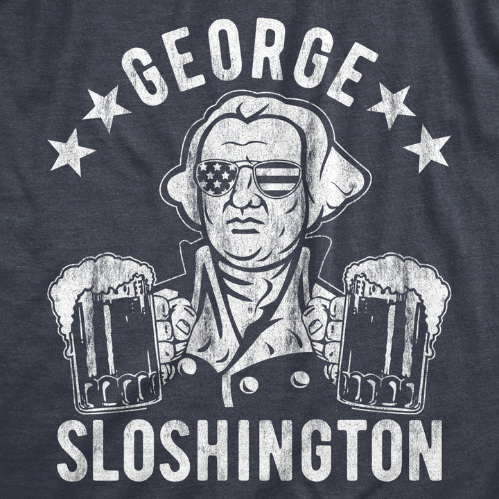 Mens George Sloshington Tshirt Funny 4th Of July Beer Drinking Patriotic Graphic Tee Image 2