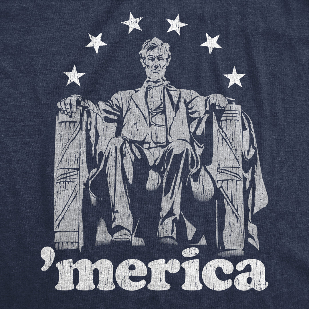 Womens Abe Lincoln Merica tshirt Funny 4th of July USA Patriotic Graphic Novelty Tee Image 2