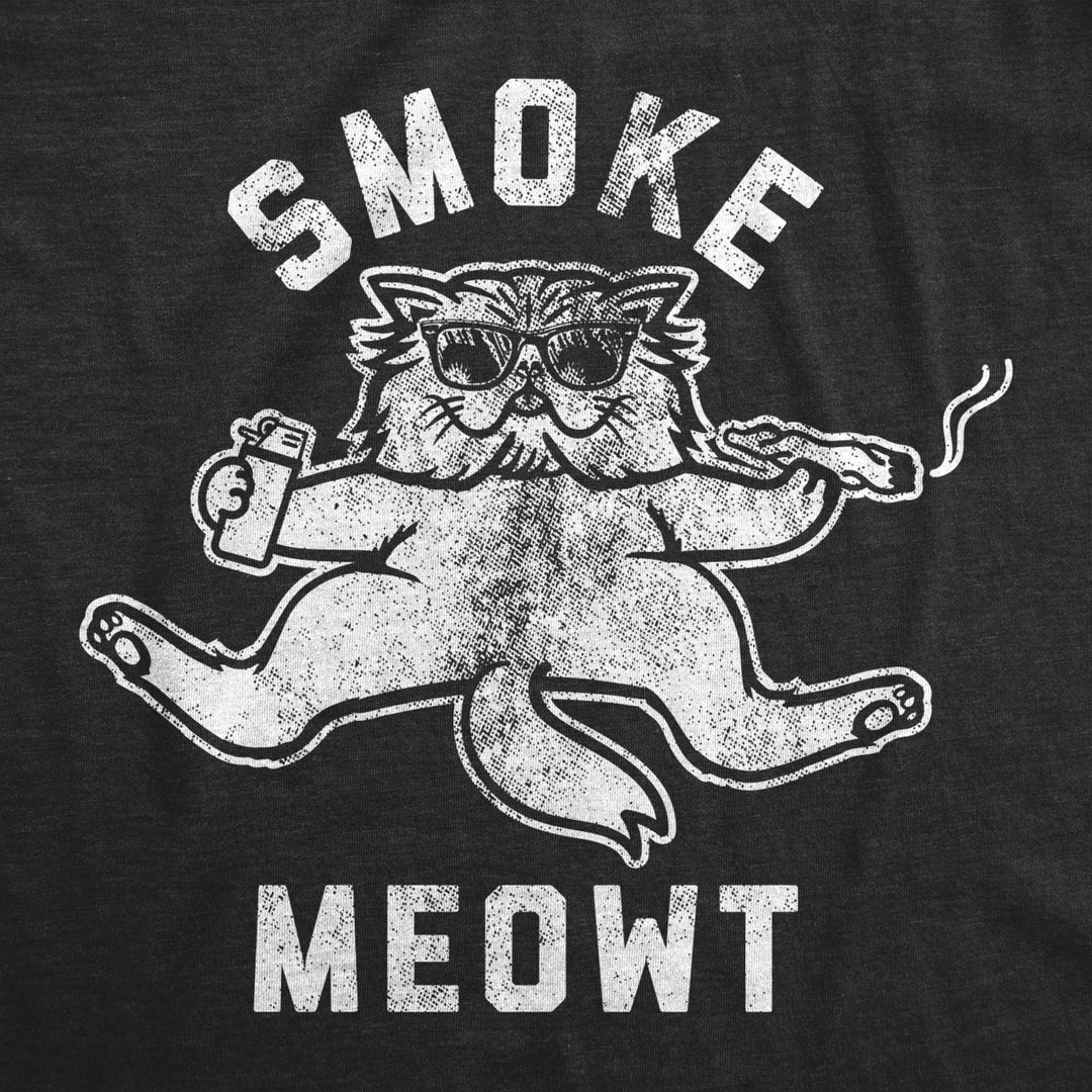 Mens Smoke Meowt Tshirt Funny 420 High Cat Pet Kitty Lover Graphic Novelty Weed Tee Image 2