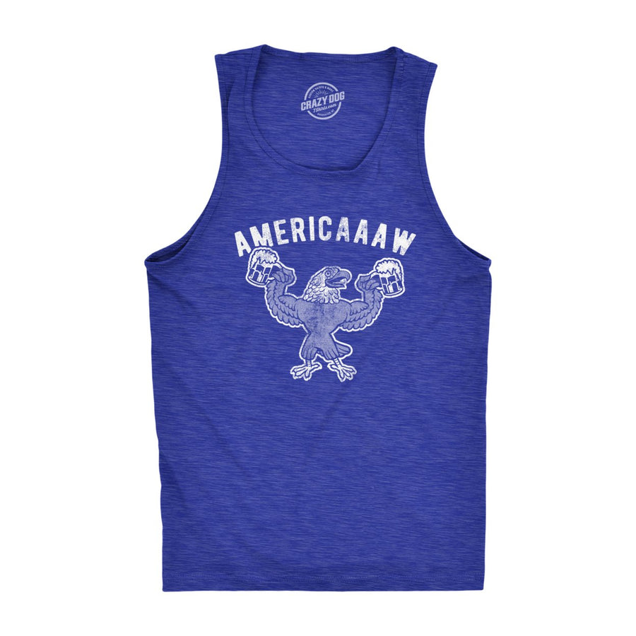 Americaaaw Mens Fitness Tank Funny 4th Of July Merica Bald Eagle Beer Drinking Graphic Party Shirt Image 1