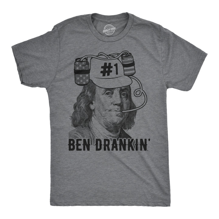 Mens Ben Drankin T shirt Funny 4th Of July Beer Drinking Patriotic USA Graphic Image 1