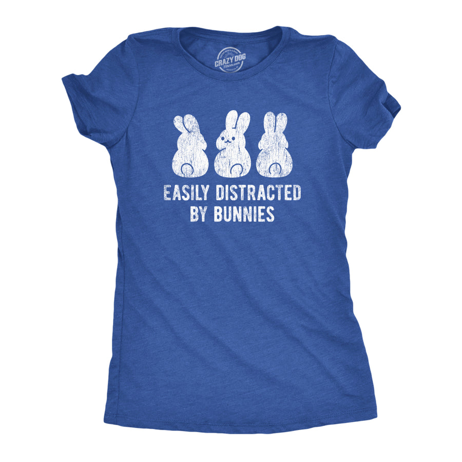 Womens Easily Distracted By Bunnies T shirt Funny Rabbit Party Gift for Basket Image 1