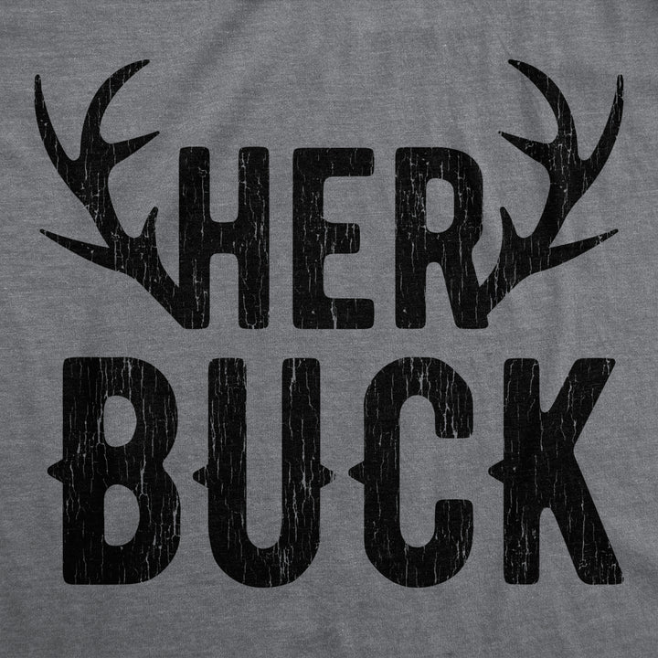 Mens Her Buck T shirt Funny Deer Hunting Couples Relationship Gift for Hunters Image 2