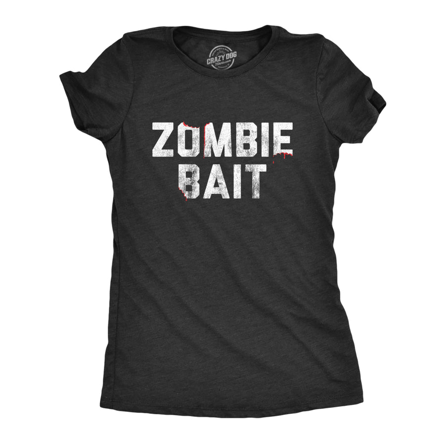 Womens Zombie Bait Tshirt Funny Undead Gas Mask Apocalypse Graphic Novelty Tee Image 1