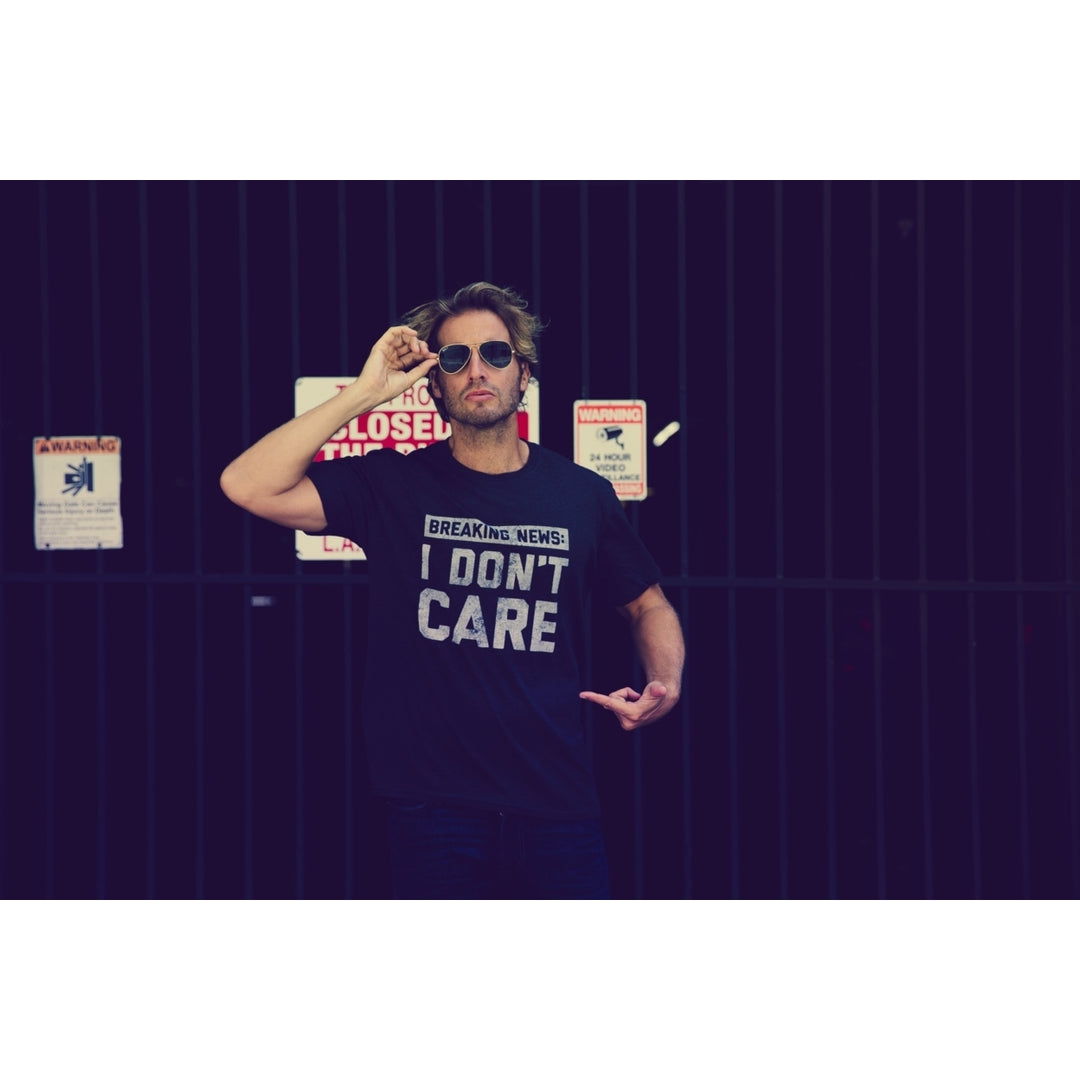 Mens Breaking News I Dont Care T shirt Funny Sarcastic Graphic Novelty Tee Image 4