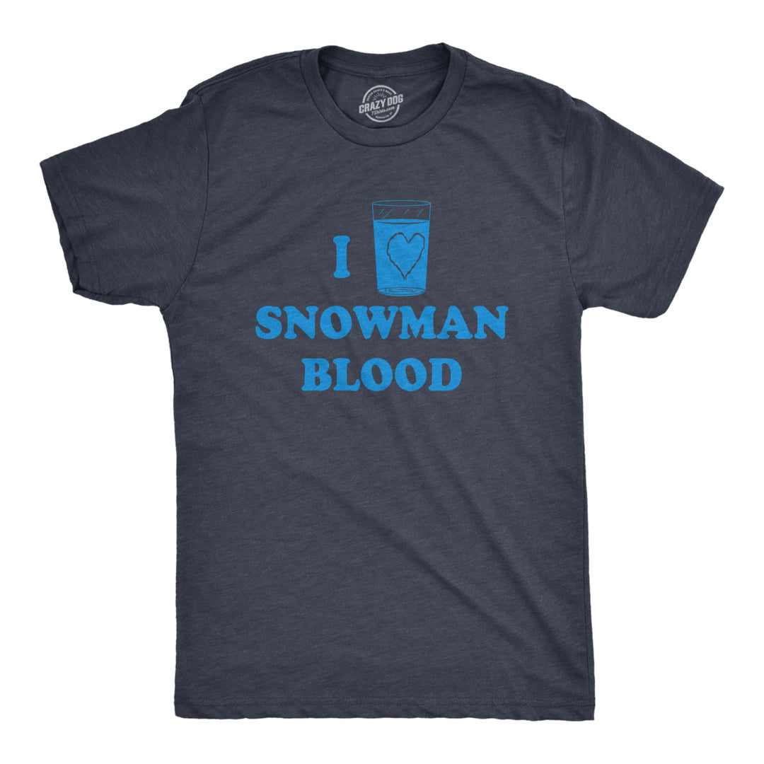 Mens I Love Snowman Blood T shirt Funny Snow Winter Offensive Christmas Gift Image 1