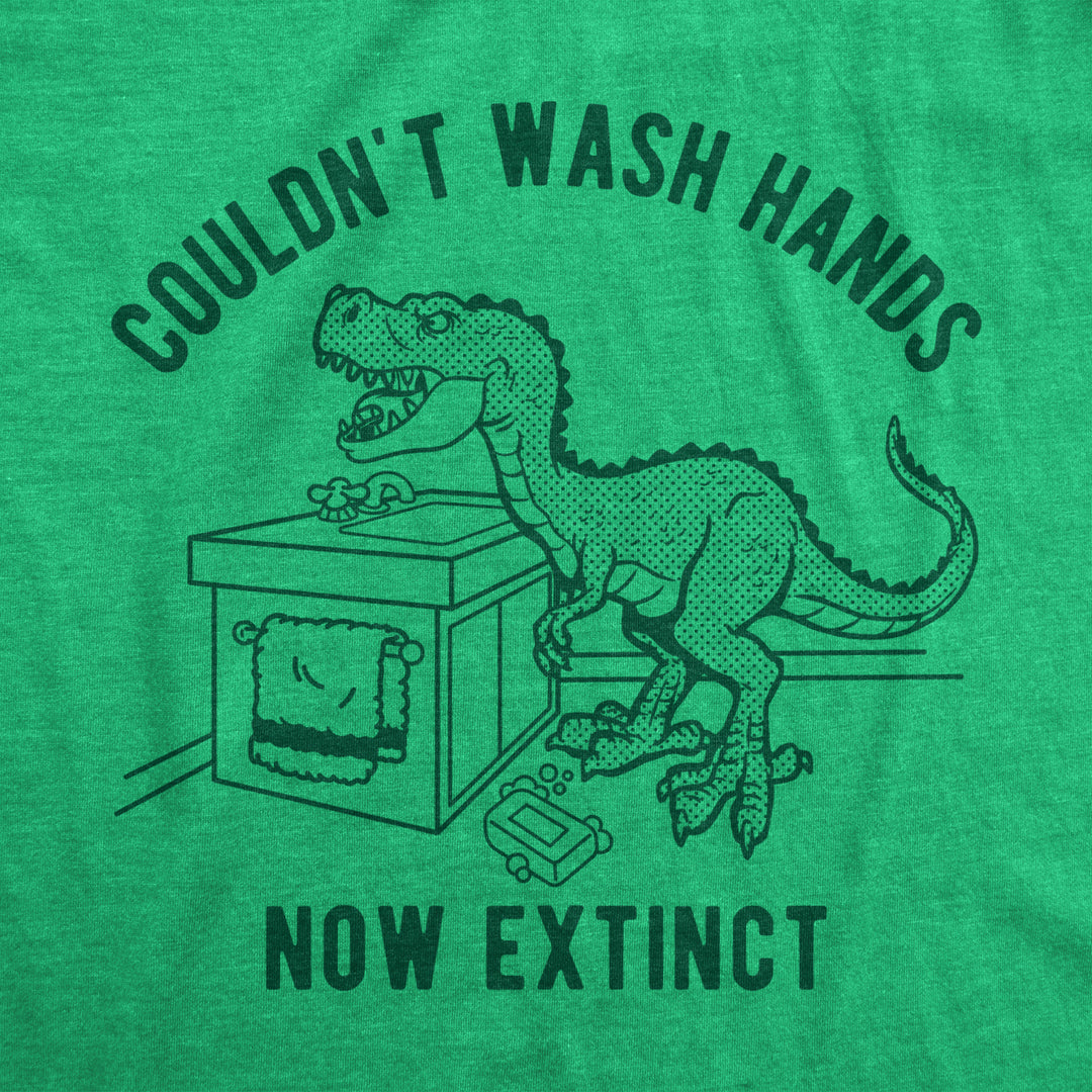 Mens Couldnt Wash Hands Now Extinct T shirt Funny Trex Dinosaur Graphic Novelty Tee Image 2