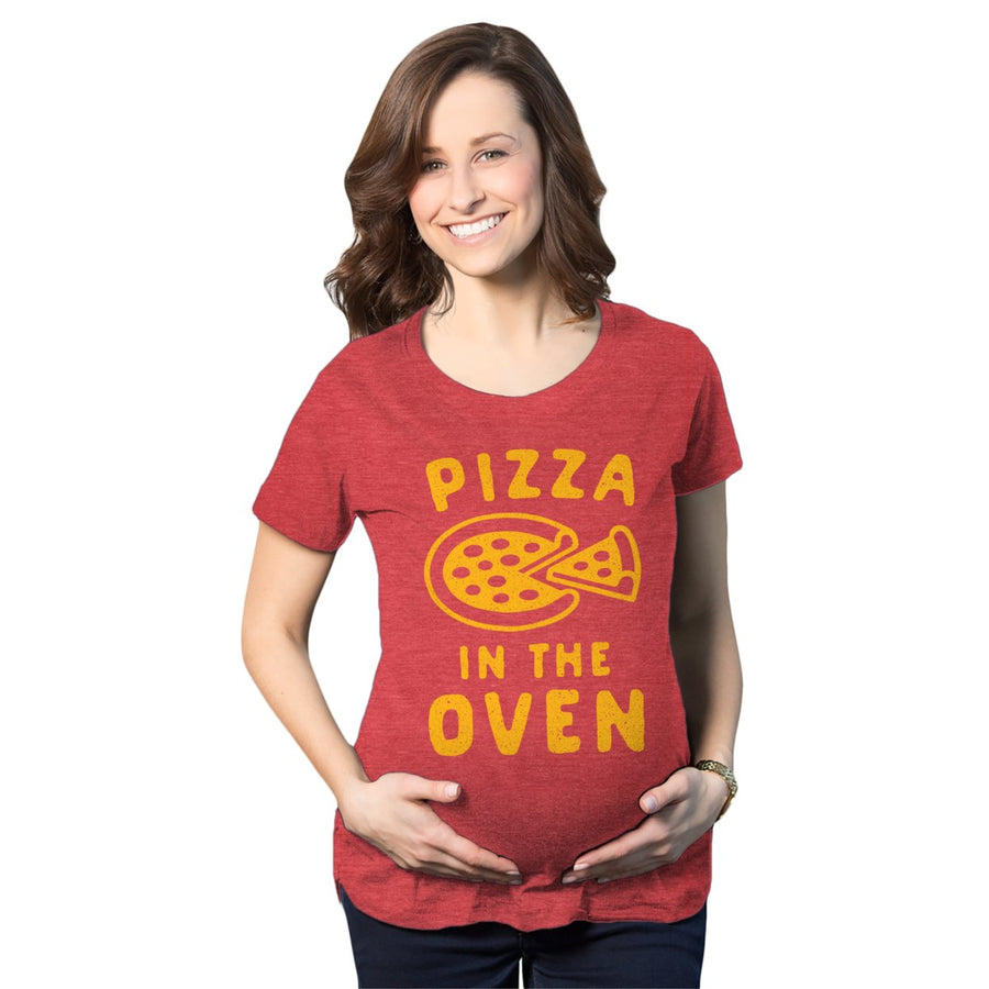 Maternity Pizza In The Oven Tshirt Funny Pregnancy Italian Food Announcement Tee Image 1