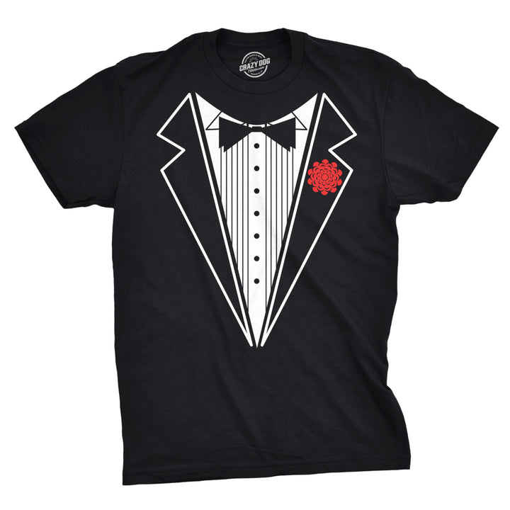 Mens Black Tuxedo T Shirt Funny Lazy Wedding Fake Suit Fancy Marriage Tee Image 1