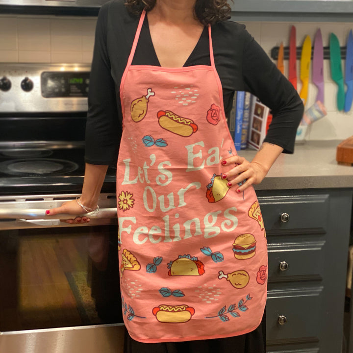 Lets Eat Our Feelings Apron Funny Comfort Food Novelty Kitchen Smock Image 2