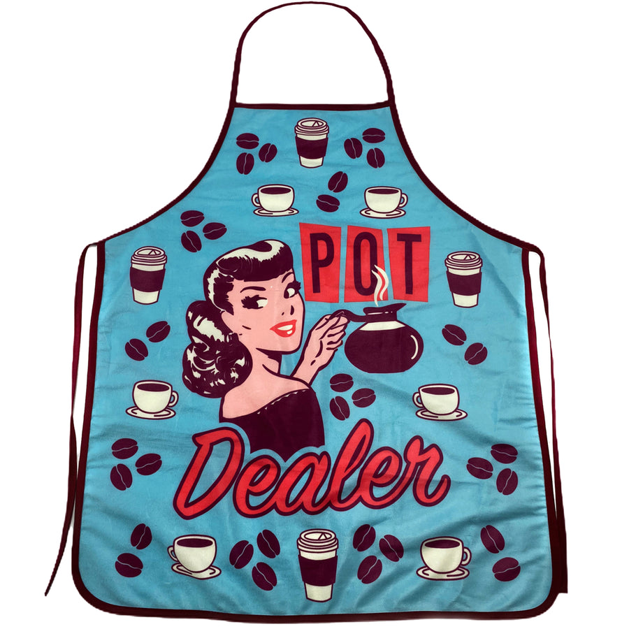 Pot Dealer Apron Funny Morning Cup Of Coffee Graphic Novelty Kitchen Smock Image 1