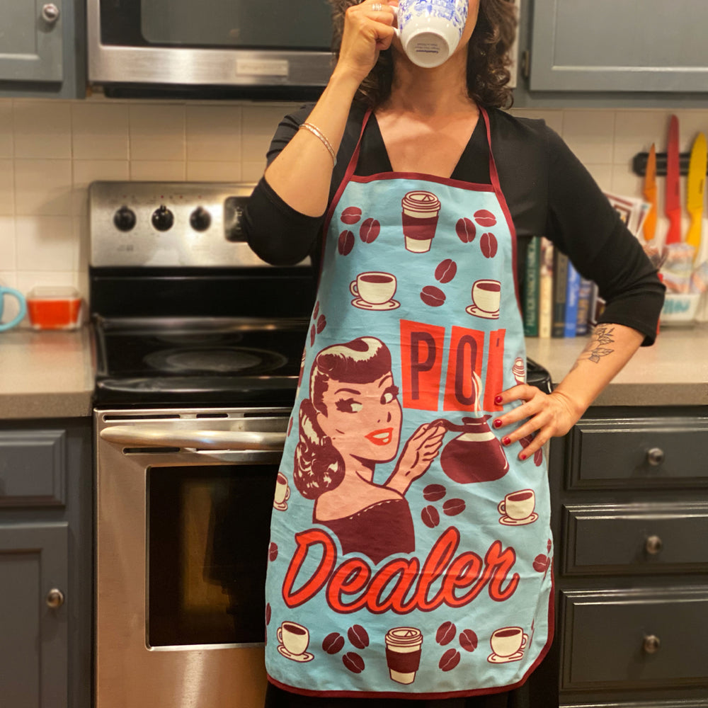 Pot Dealer Apron Funny Morning Cup Of Coffee Graphic Novelty Kitchen Smock Image 2