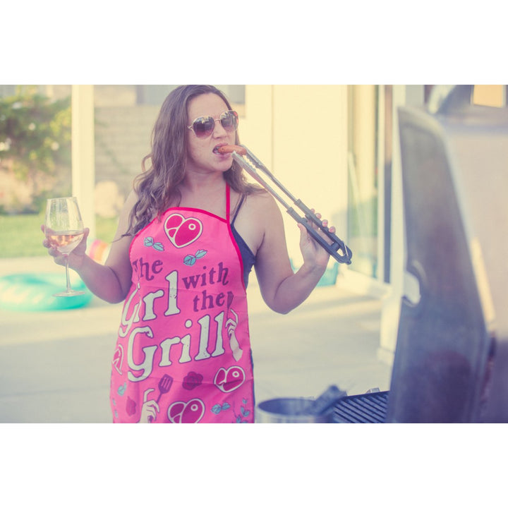 The Girl With The Grill Apron Funny Backyard BBQ Grilling Kitchen Smock Image 4