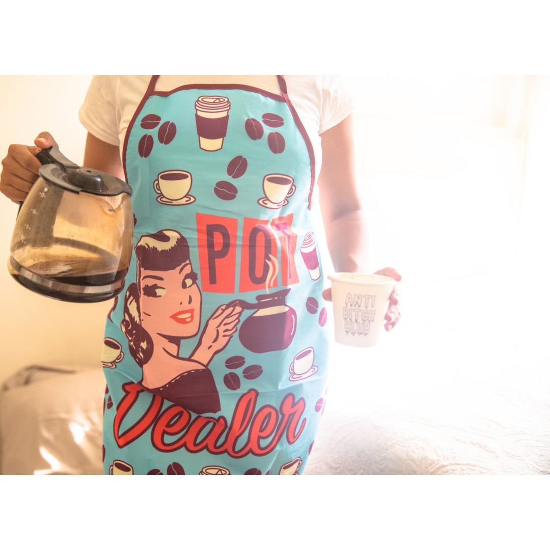 Pot Dealer Apron Funny Morning Cup Of Coffee Graphic Novelty Kitchen Smock Image 4