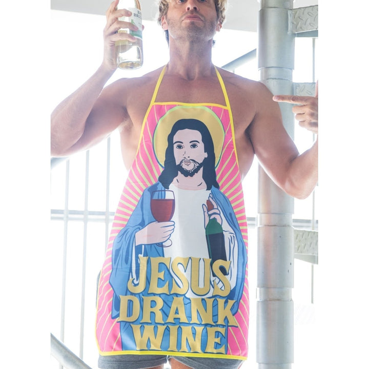 Jesus Drank Wine Apron Funny Religion Vino Wine Lover Graphic Novelty Kitchen Smock Image 6