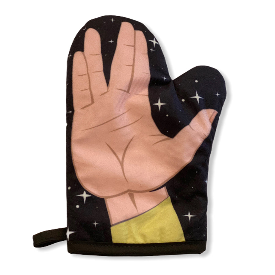 Space Hand Oven Mitt Funny Live Long Alien Sign Kitchen Accessories Image 1