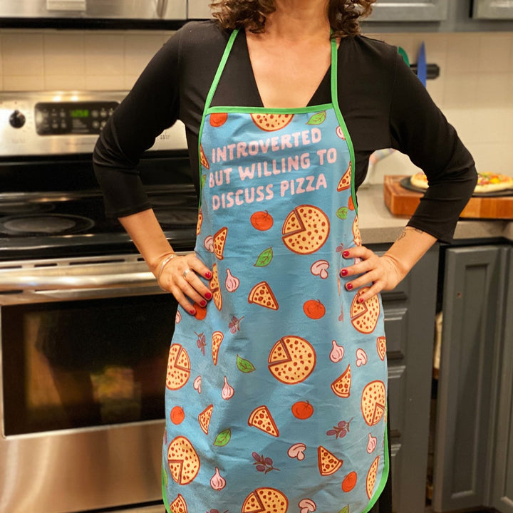 Introverted But Willing To Discuss Pizza Funny Baking Cooking Graphic Kitchen Accessories Image 2