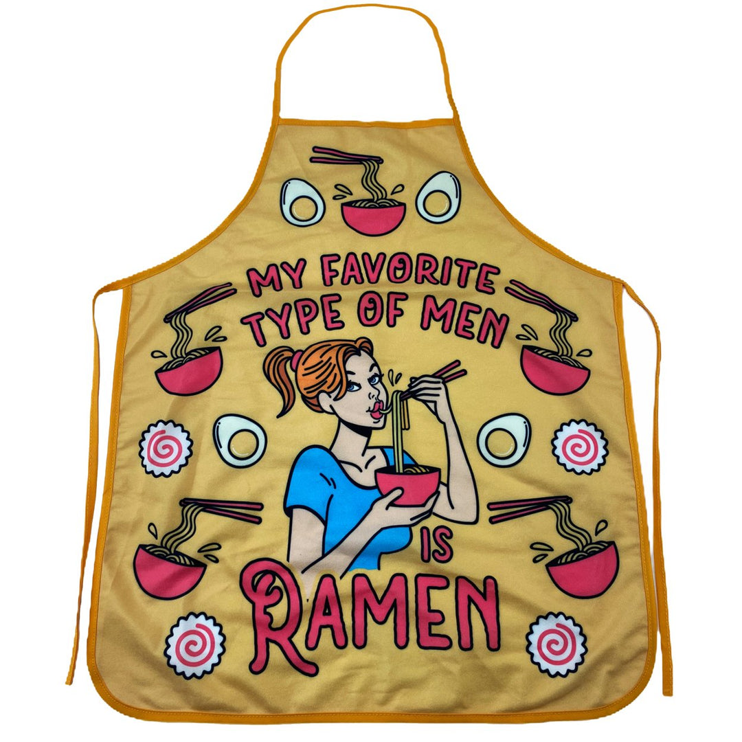 My Favorite Type Of Men Is Ramen Funny Noodles Graphic Novelty Kitchen Smock Image 1