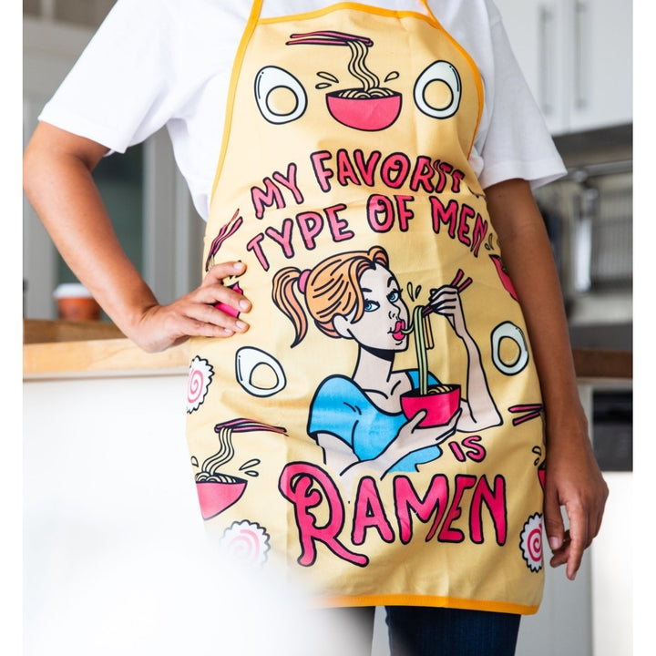 My Favorite Type Of Men Is Ramen Funny Noodles Graphic Novelty Kitchen Smock Image 4