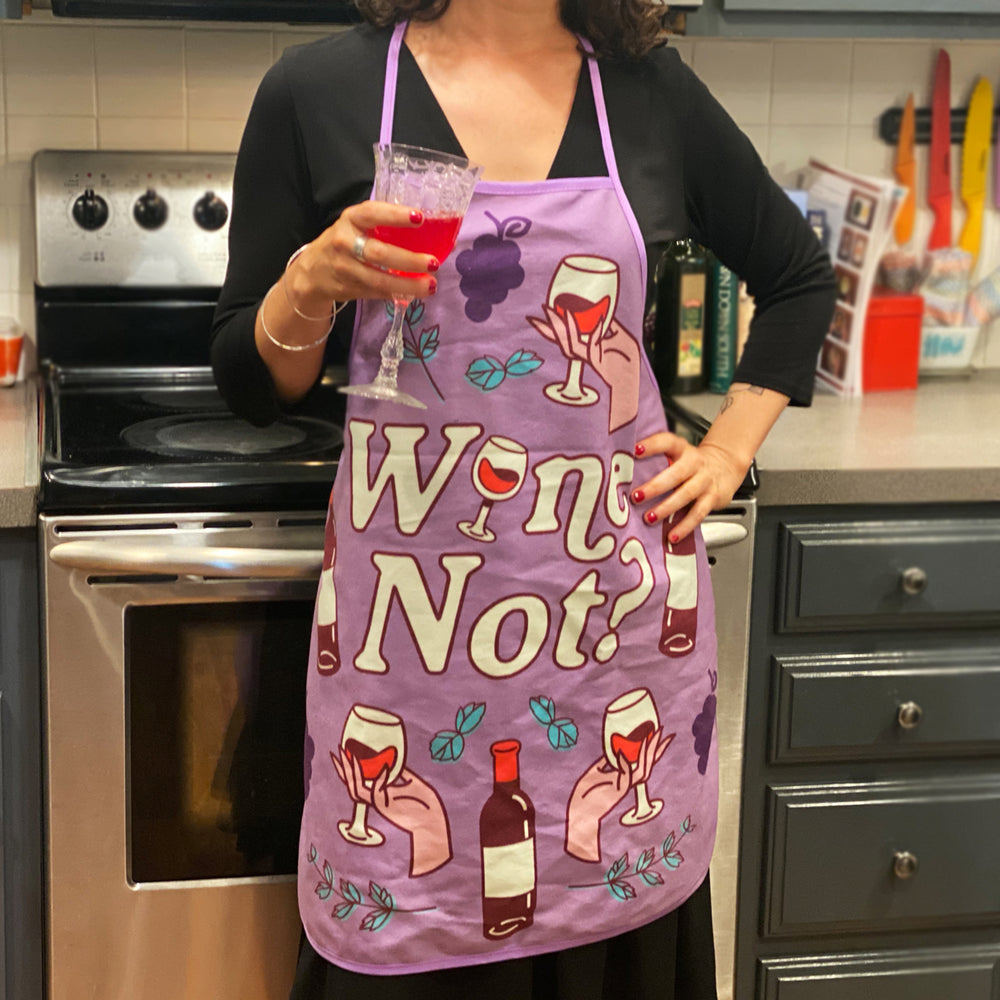 Wine Not Apron Funny Vino Wine Lover Drinking Graphic Novelty Kitchen Smock Image 2