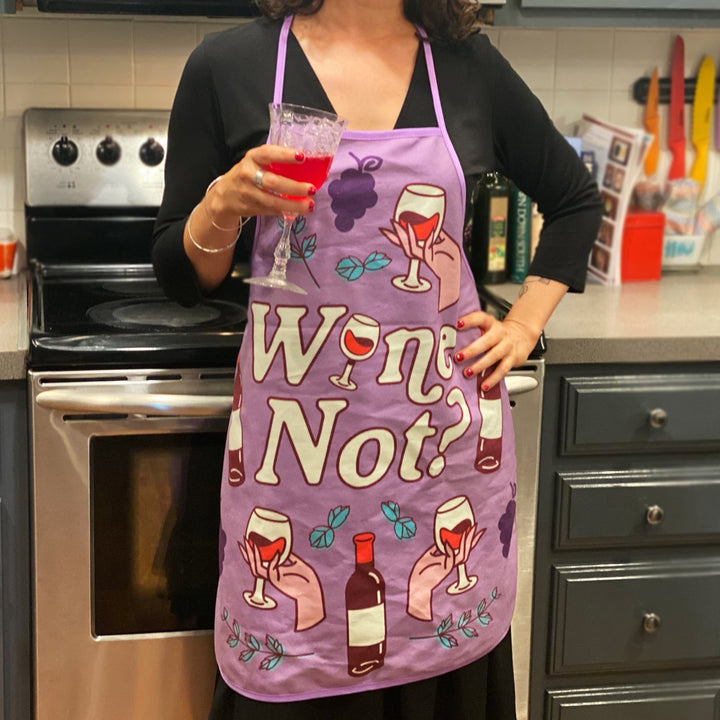 Wine Not Apron Funny Vino Wine Lover Drinking Graphic Novelty Kitchen Smock Image 2