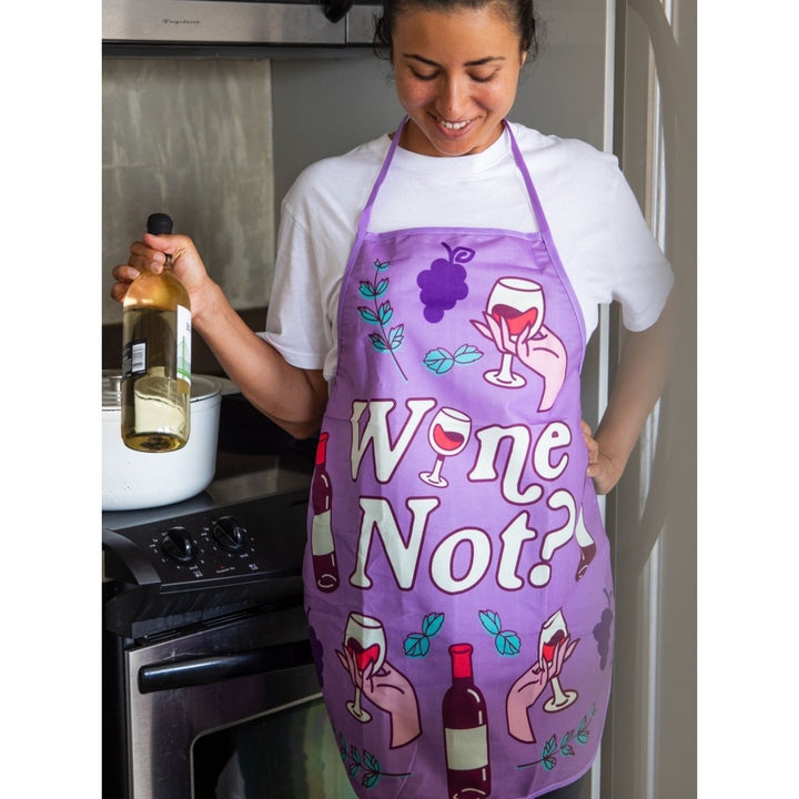 Wine Not Apron Funny Vino Wine Lover Drinking Graphic Novelty Kitchen Smock Image 4