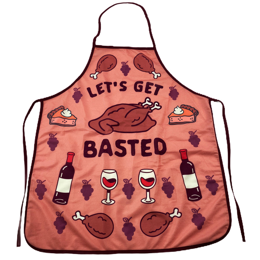 Lets Get Basted Apron Funny Turkey Day Thanksgiving Dinner Graphic Kitcken Smock Image 1