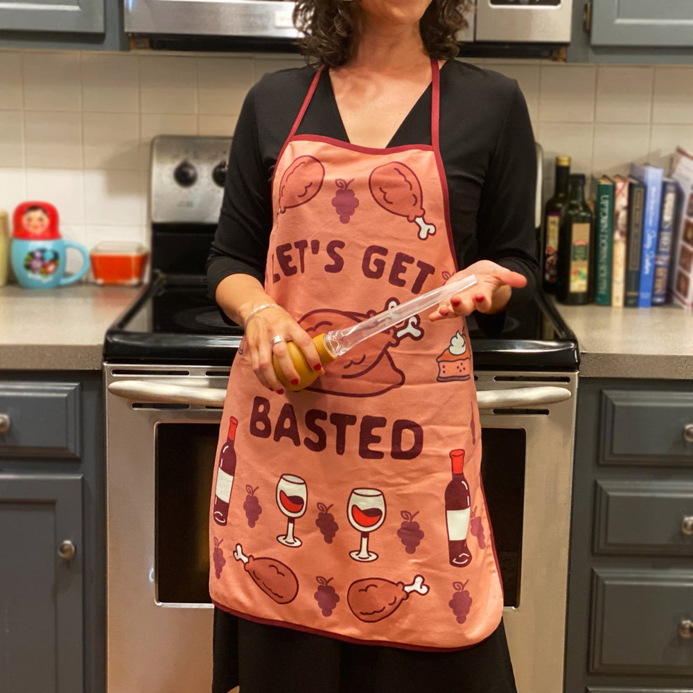 Lets Get Basted Apron Funny Turkey Day Thanksgiving Dinner Graphic Kitcken Smock Image 2