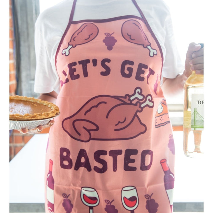 Lets Get Basted Apron Funny Turkey Day Thanksgiving Dinner Graphic Kitcken Smock Image 4