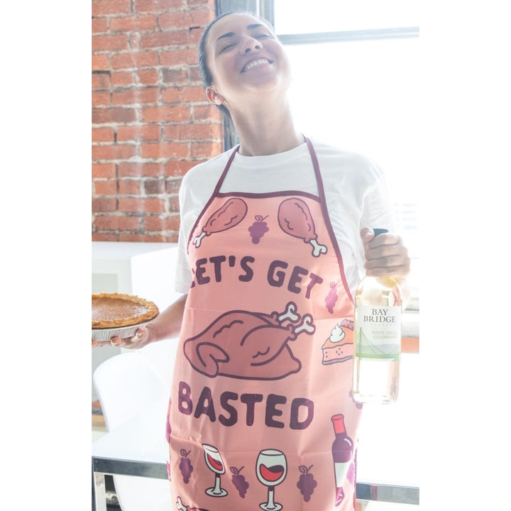 Lets Get Basted Apron Funny Turkey Day Thanksgiving Dinner Graphic Kitcken Smock Image 6