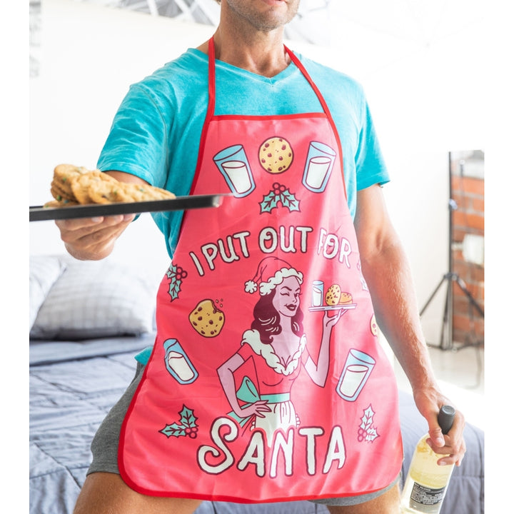 Put Out For Santa Apron Funny Christmas Party Mrs. Claus Graphic Novelty Kitchen Accessories Image 4