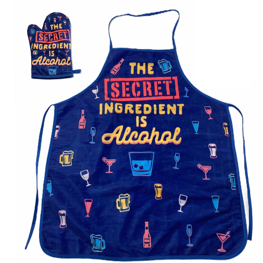 The Secret Ingredient Is Alcohol Funny Drinking Cocktail Graphic Kitchen Accessories Image 1