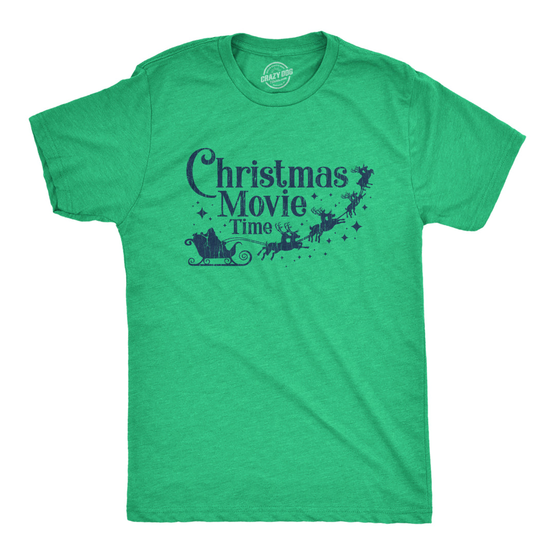 Mens Christmas Movie Time Tshirt Funny Holiday Tradition Santa Claus Graphic Novelty Tee Image 1