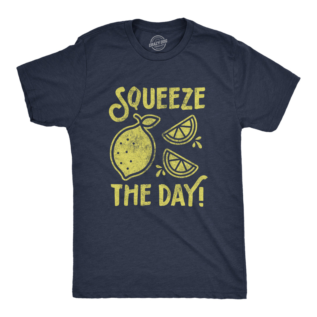 Mens Squeeze The Day Tshirt Funny Lemons Citrus Motivational Graphic Tee Image 1