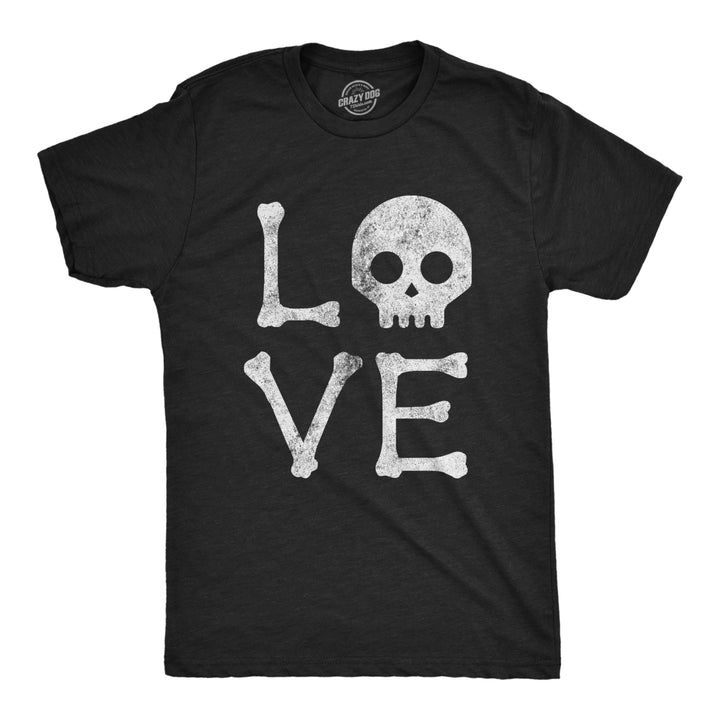 Mens Love Skull Tshirt Funny Skeleton Bones Halloween Party Graphic Tee Image 1