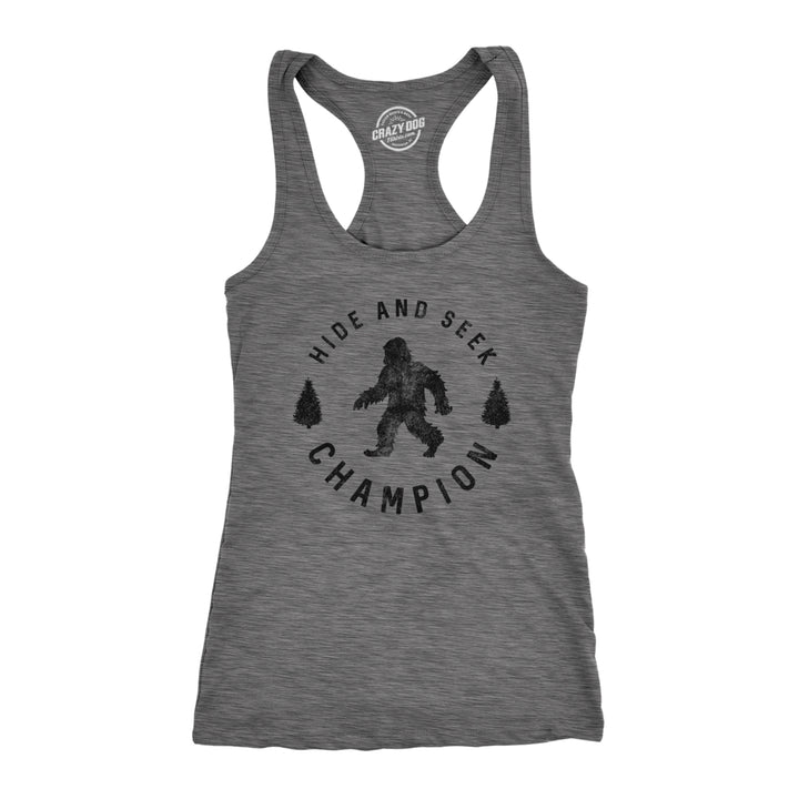 Womens Fitness Tank Hide And Seek Champion Tanktop Funny Bigfoot Sasquatch Shirt Image 1